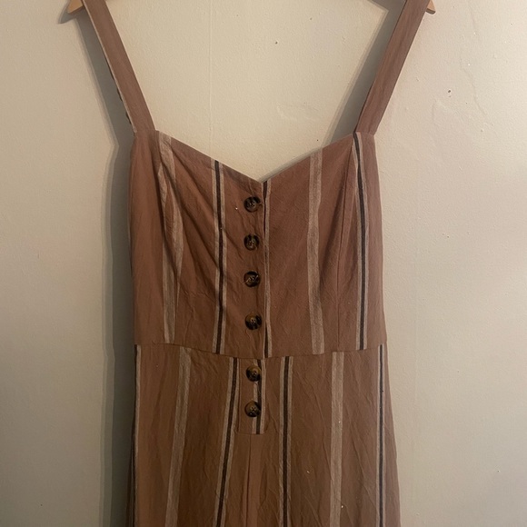 Tan Striped Jumpsuit - Picture 2 of 3